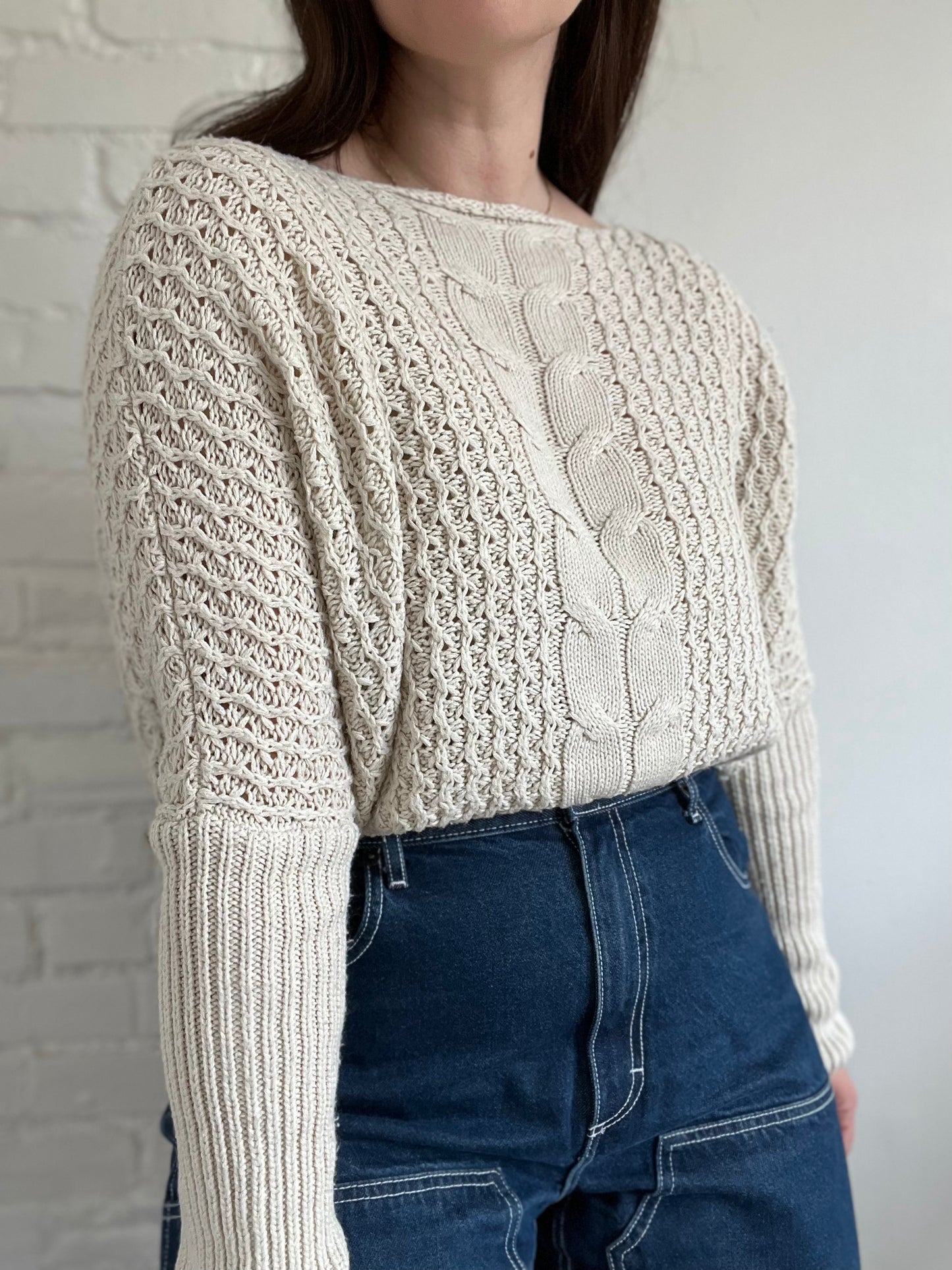 Cropped Lightweight Knit Sweater - S