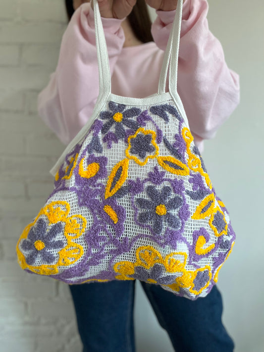 Crochet Floral Mesh Reusable Bag