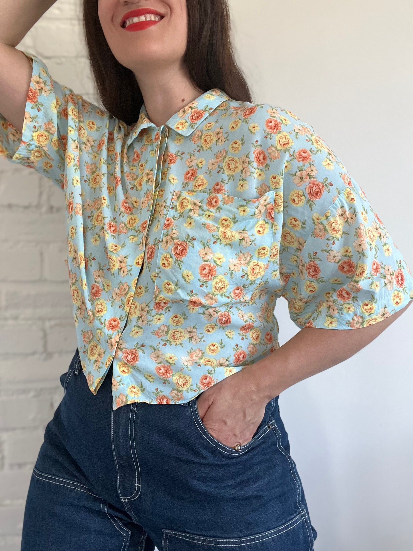 Zara Crop Floral Shirt - M