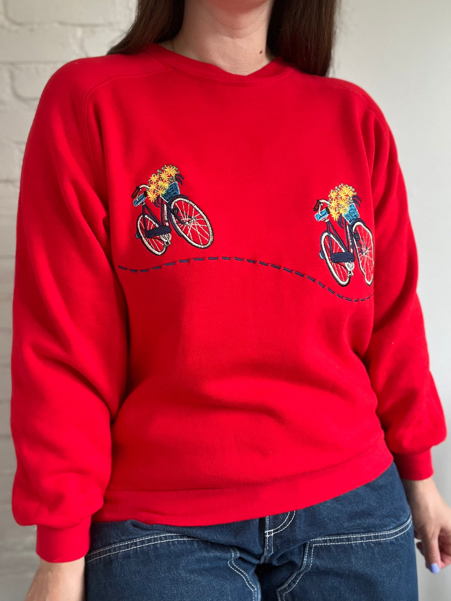 Red Bike Embroidered Sweater - S/M