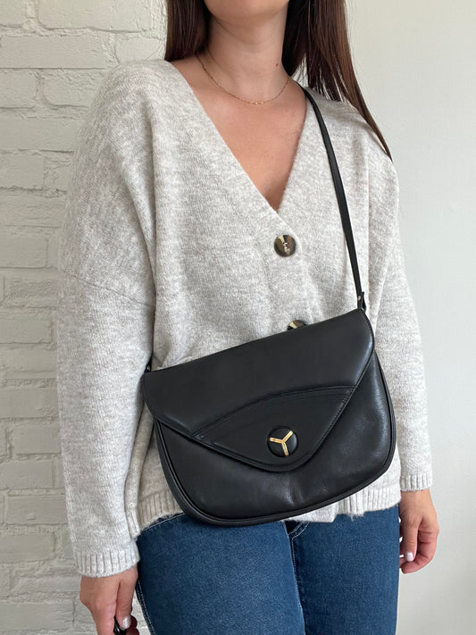 Black Leather Crossbody Clutch