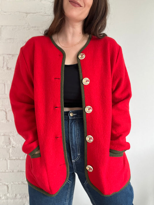 Vintage Mushroom Wool Cardigan - XL