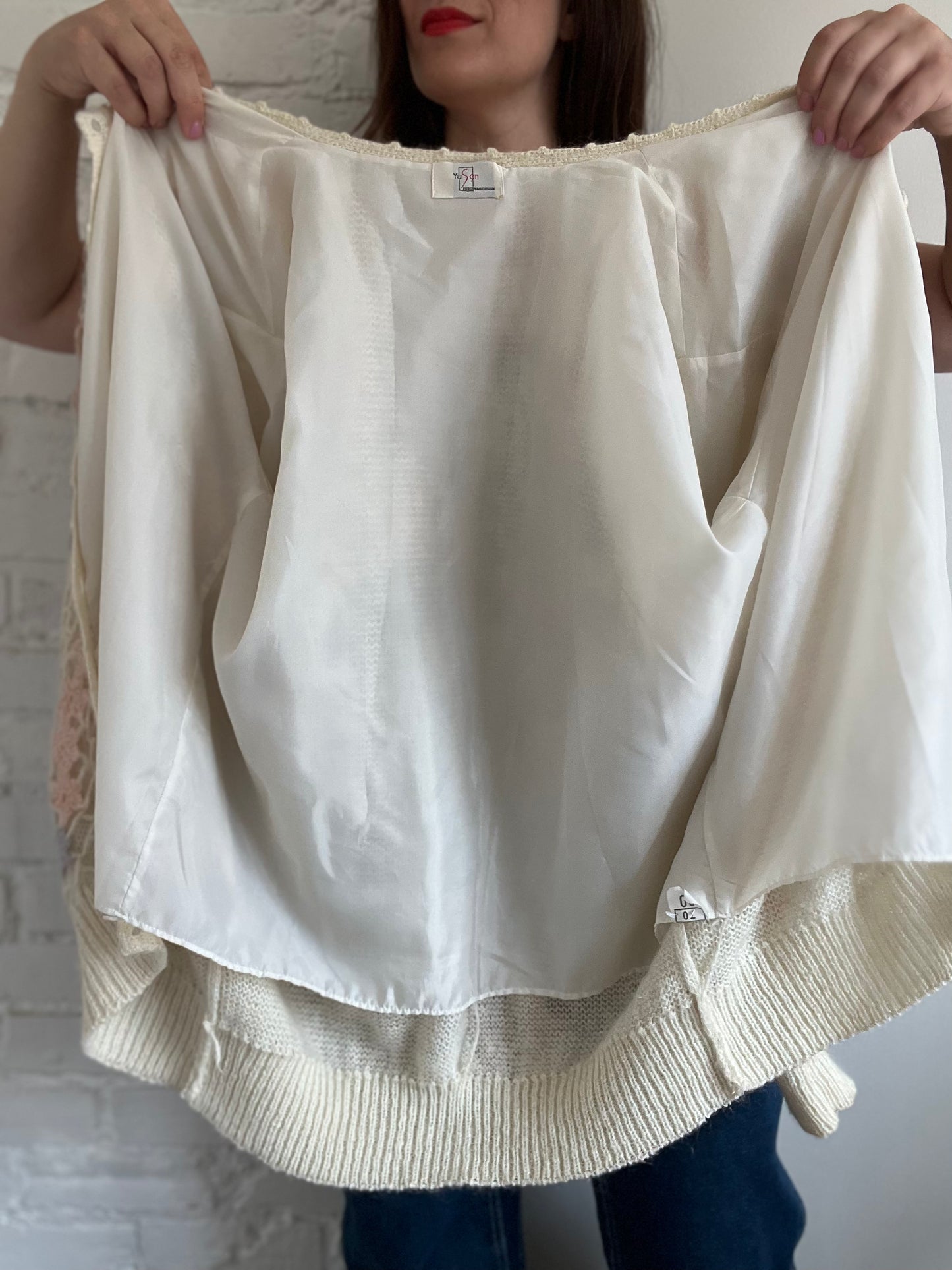 Vintage Crochet Floral Cardigan - L