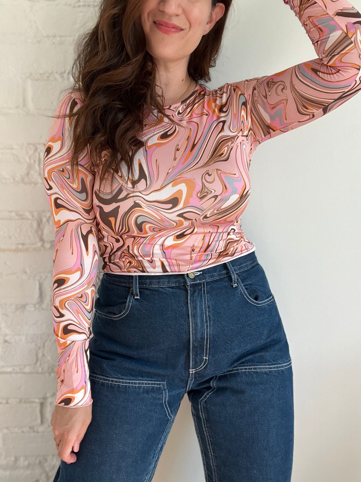 Pink Swirl Crop Top - S/M