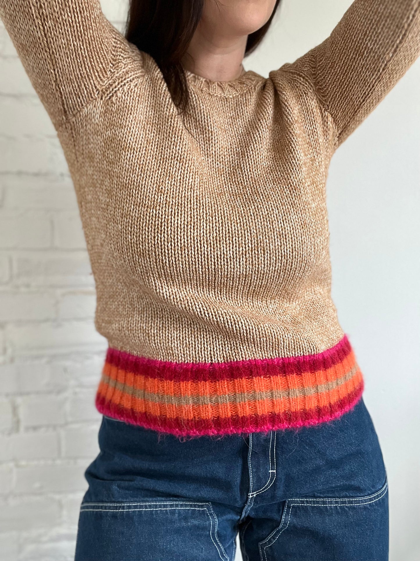 Brown & Multicolour Knit Sweater - S