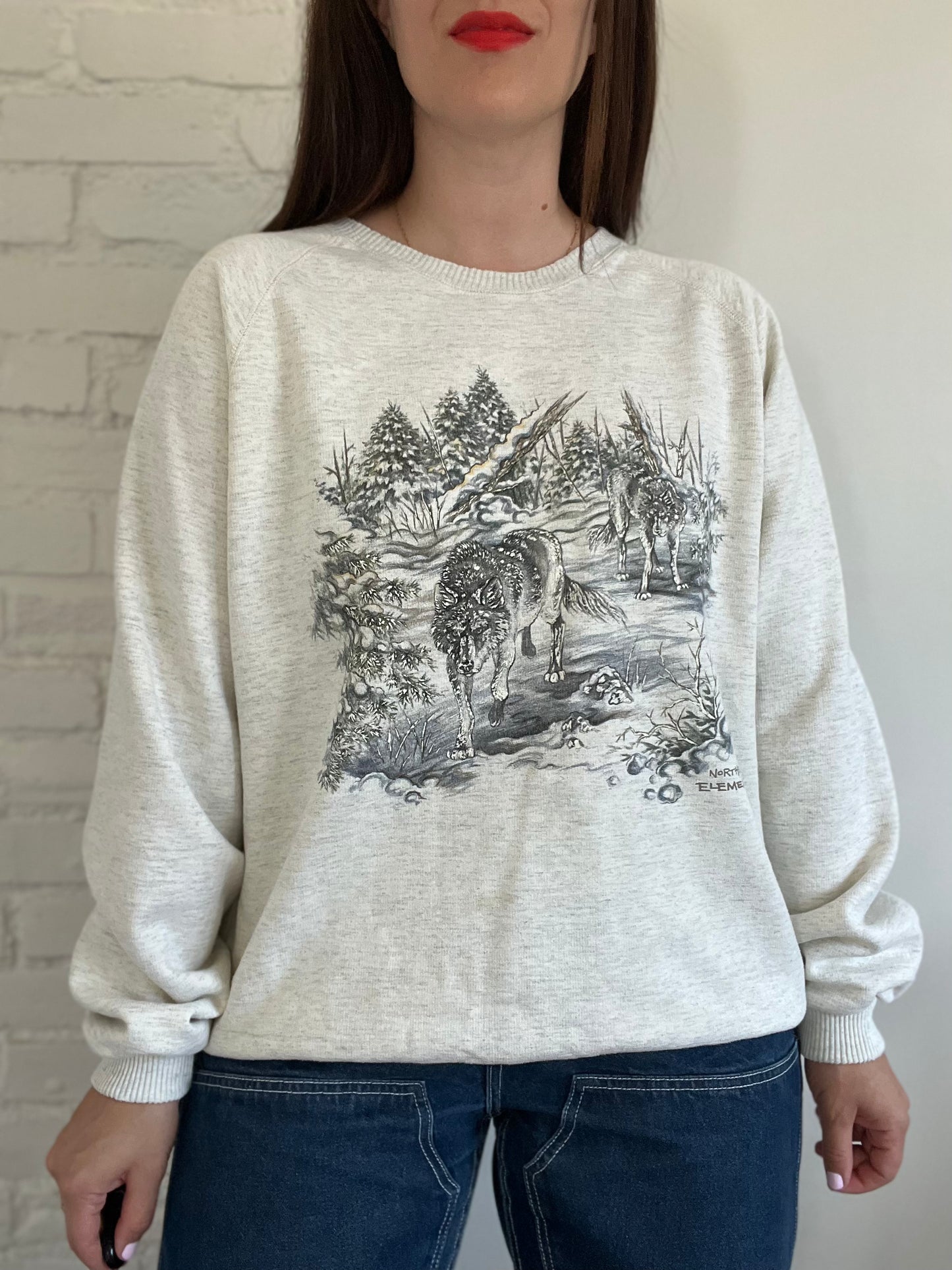 Heather Grey Wolf Sweater - XL