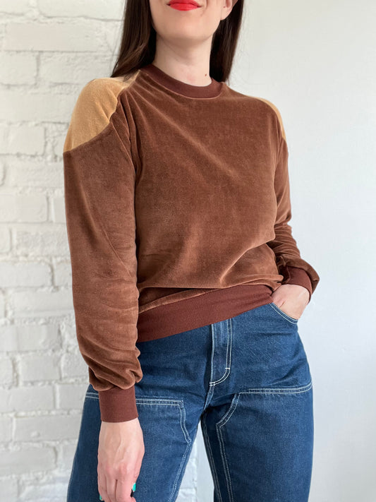 Vintage Brown Velvet Sweater - S
