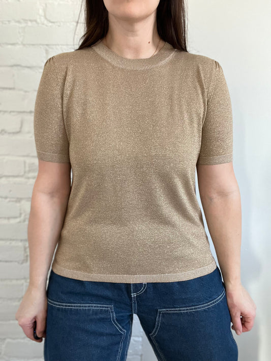 MaxMara Lurex Crêpe Gold T-shirt - M
