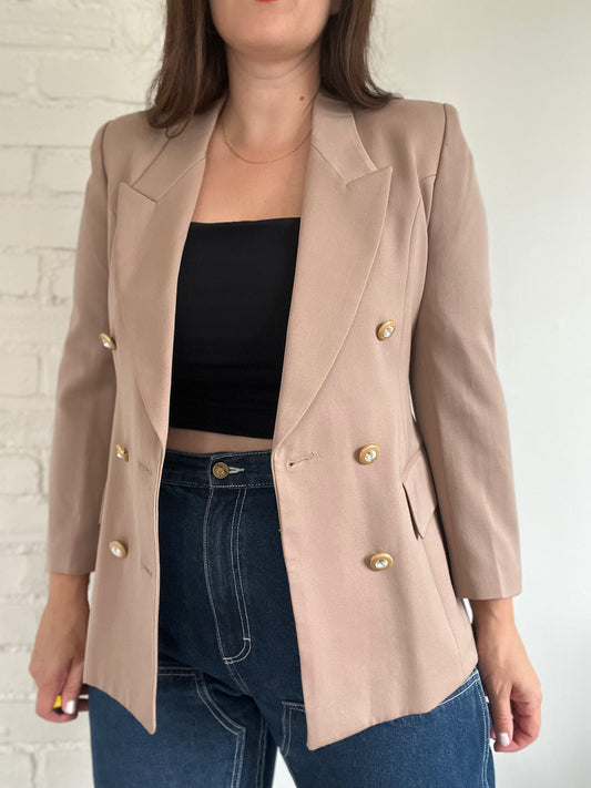 Diamond Tan Double Breasted Blazer - S