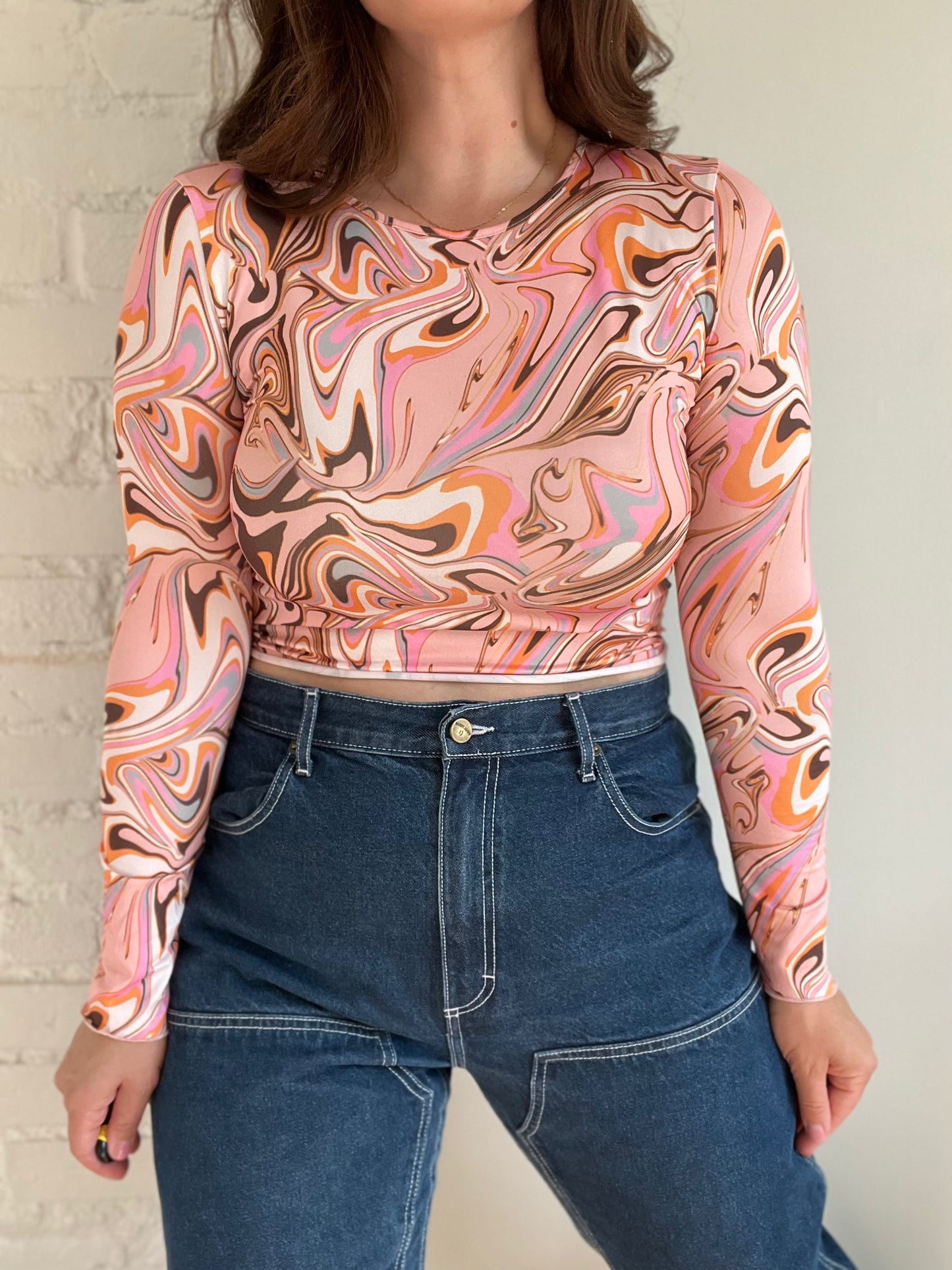 Pink Swirl Crop Top - S/M