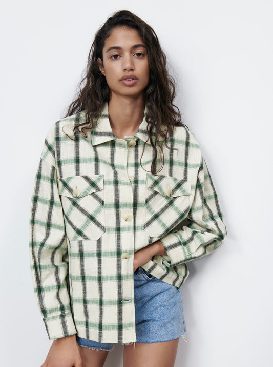 Plaid Lightweight Topper Shirt - M