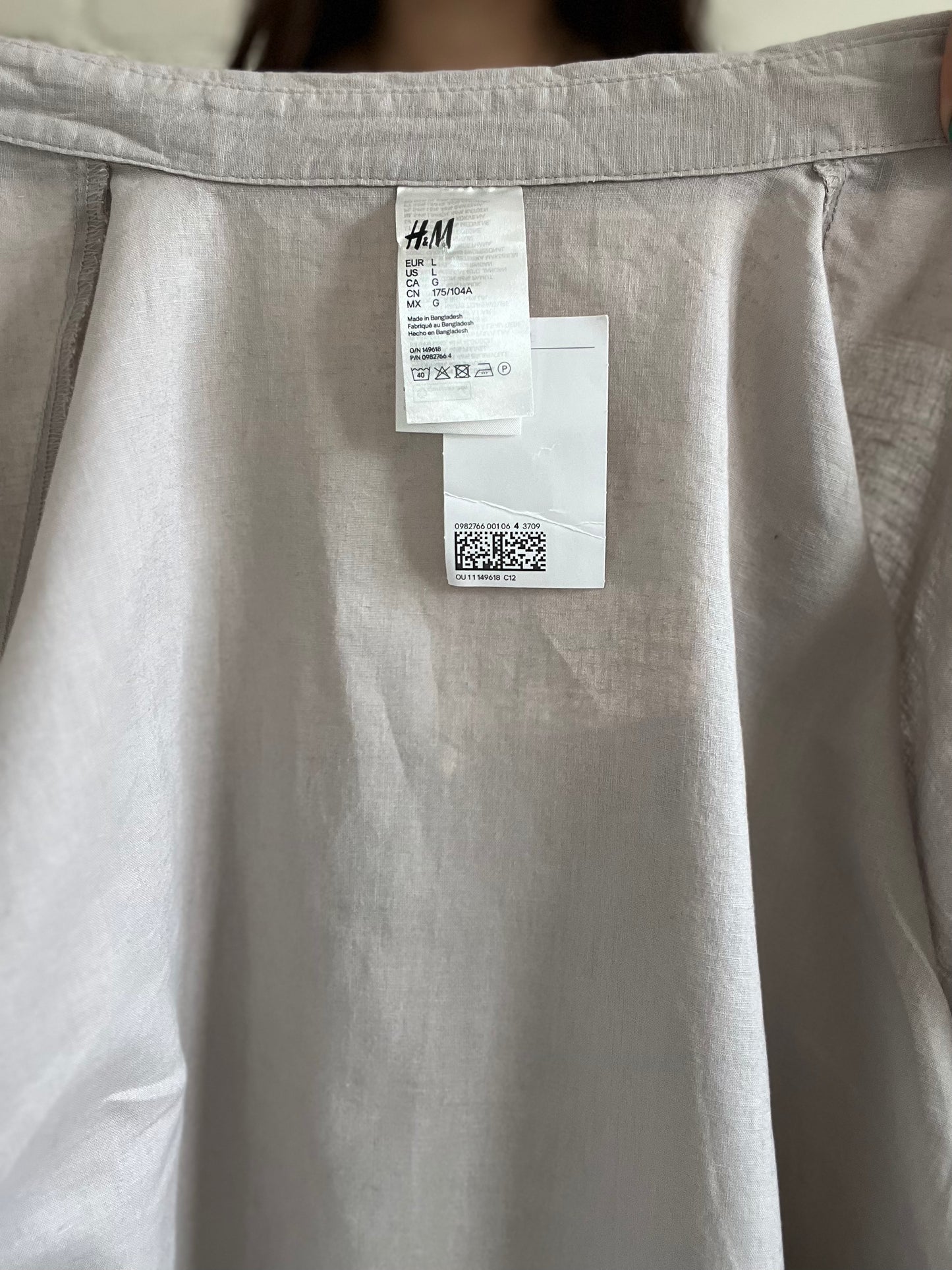 NEW Oversized Linen Neutral Button-Up - L