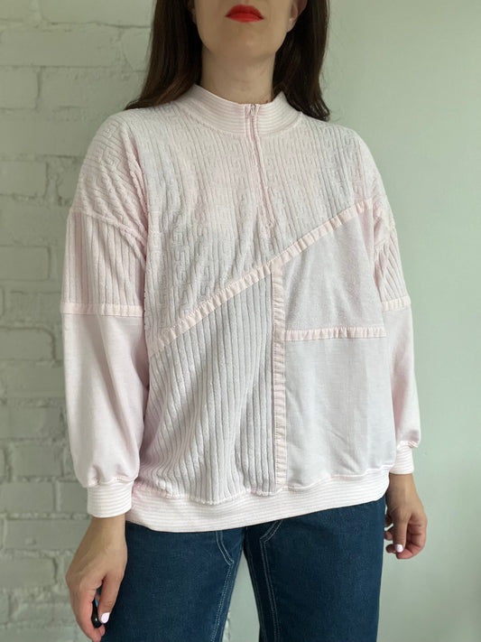 Sporty Terry Cloth Pullover Sweater - XL