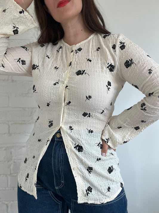Popcorn Roses Button-Up Shirt - S