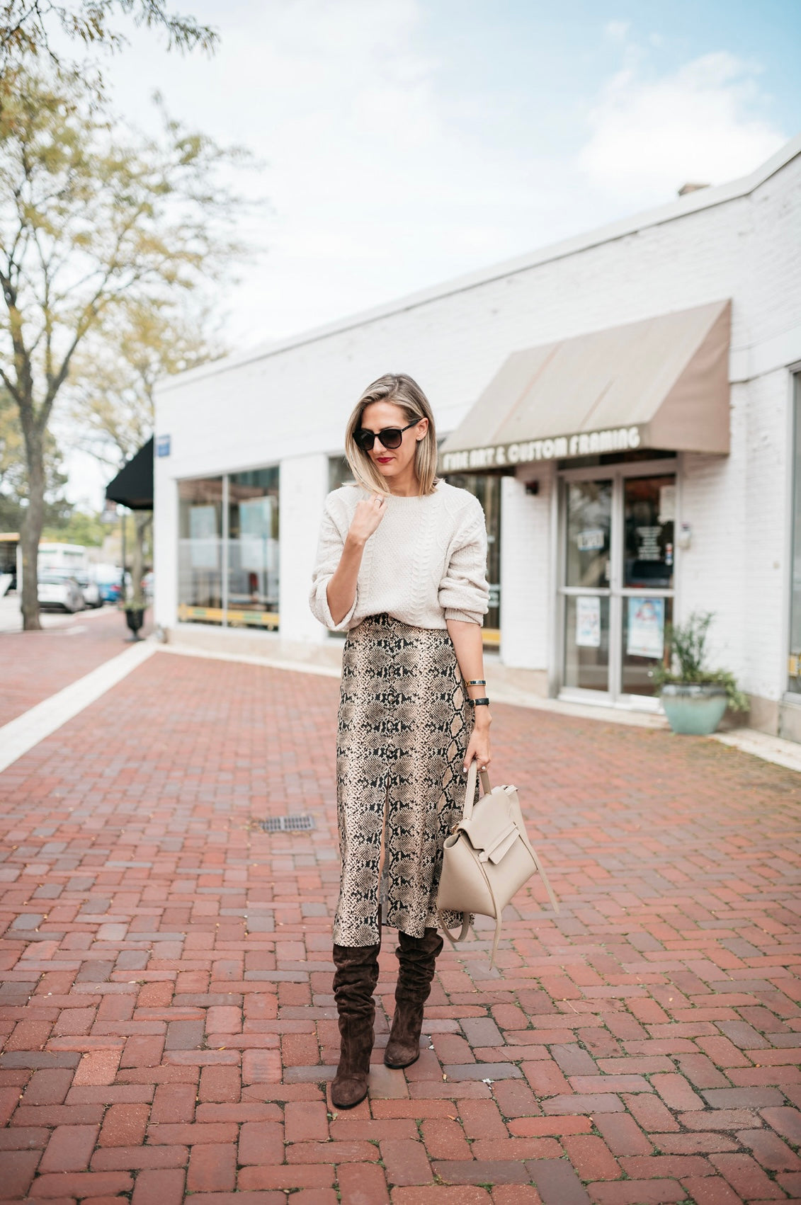 Snakeskin Print Midi Skirt - XS