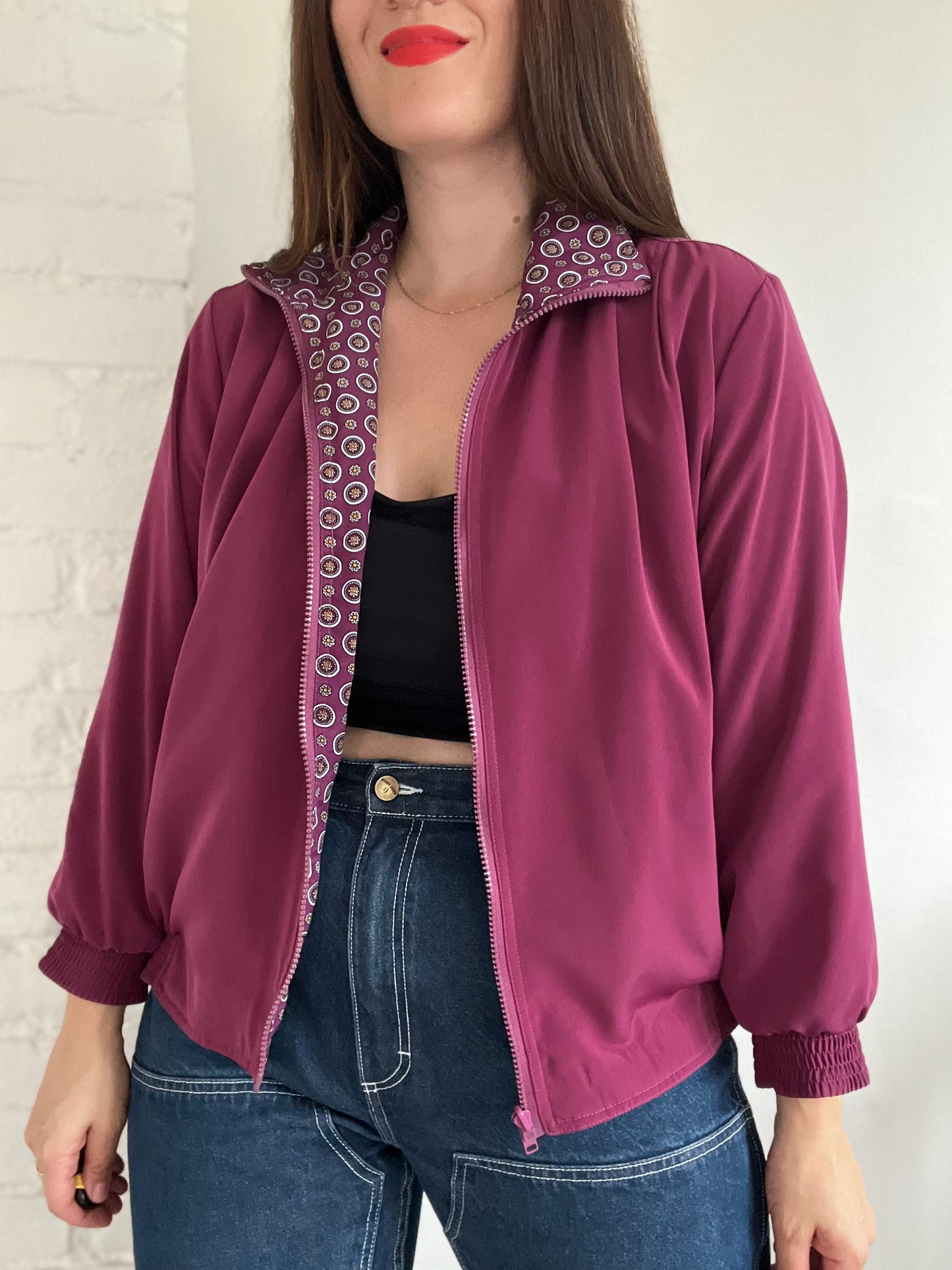 Silky Reversible Bomber Jacket - L