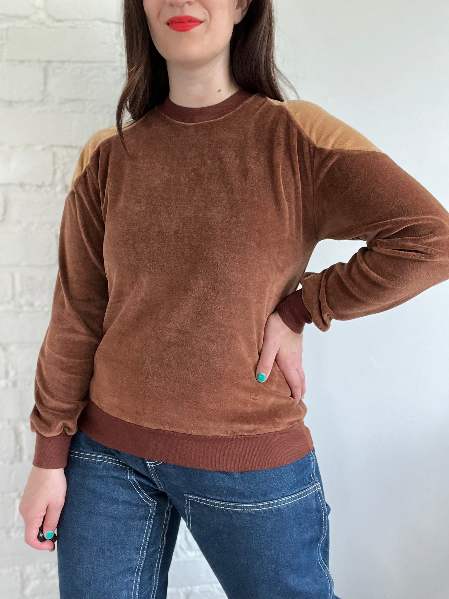 Vintage Brown Velvet Sweater - S