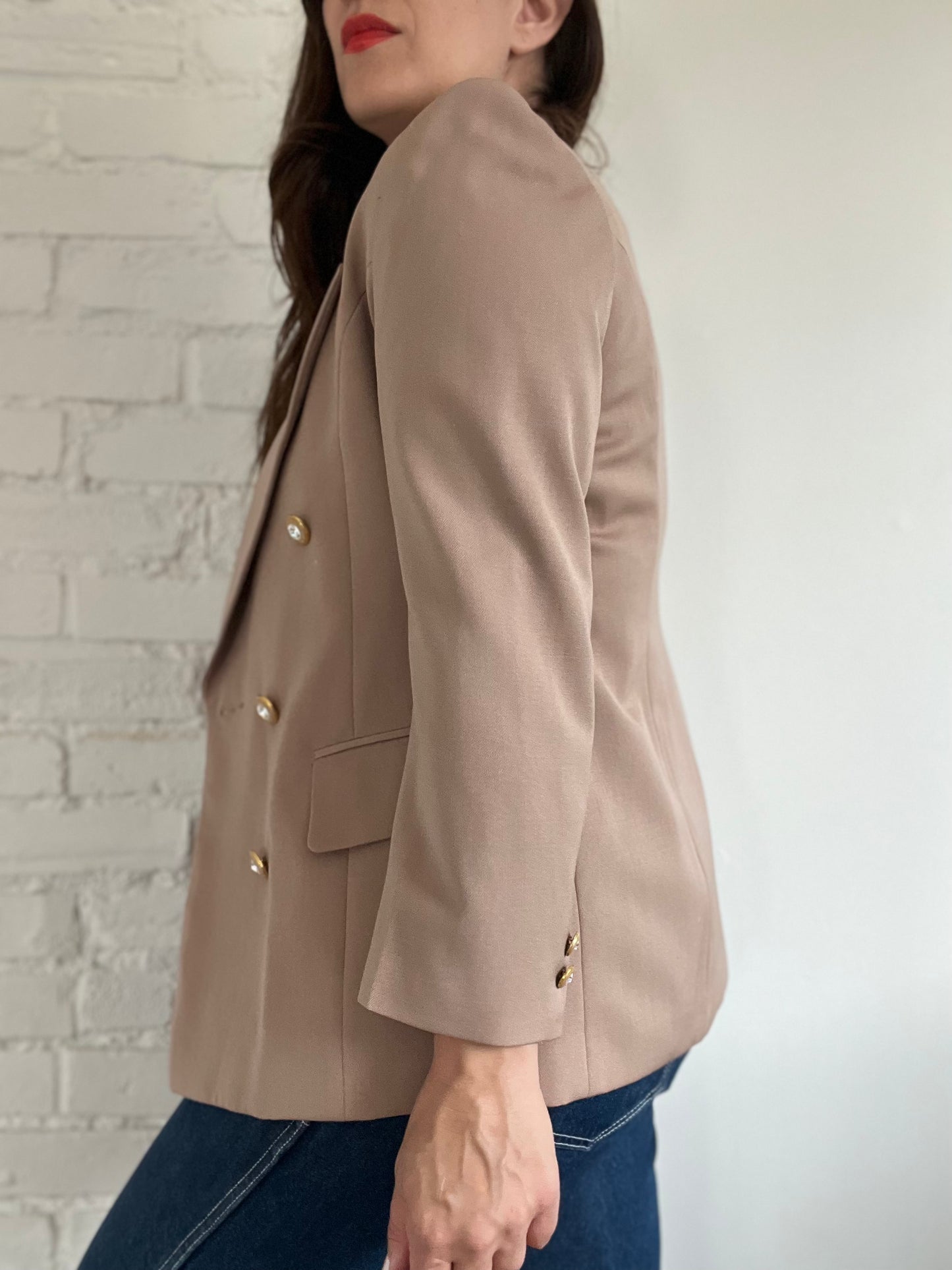 Diamond Tan Double Breasted Blazer - S