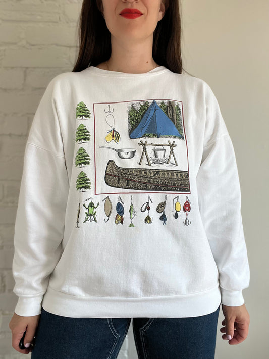 Foodie Fish Campground Sweater - XL