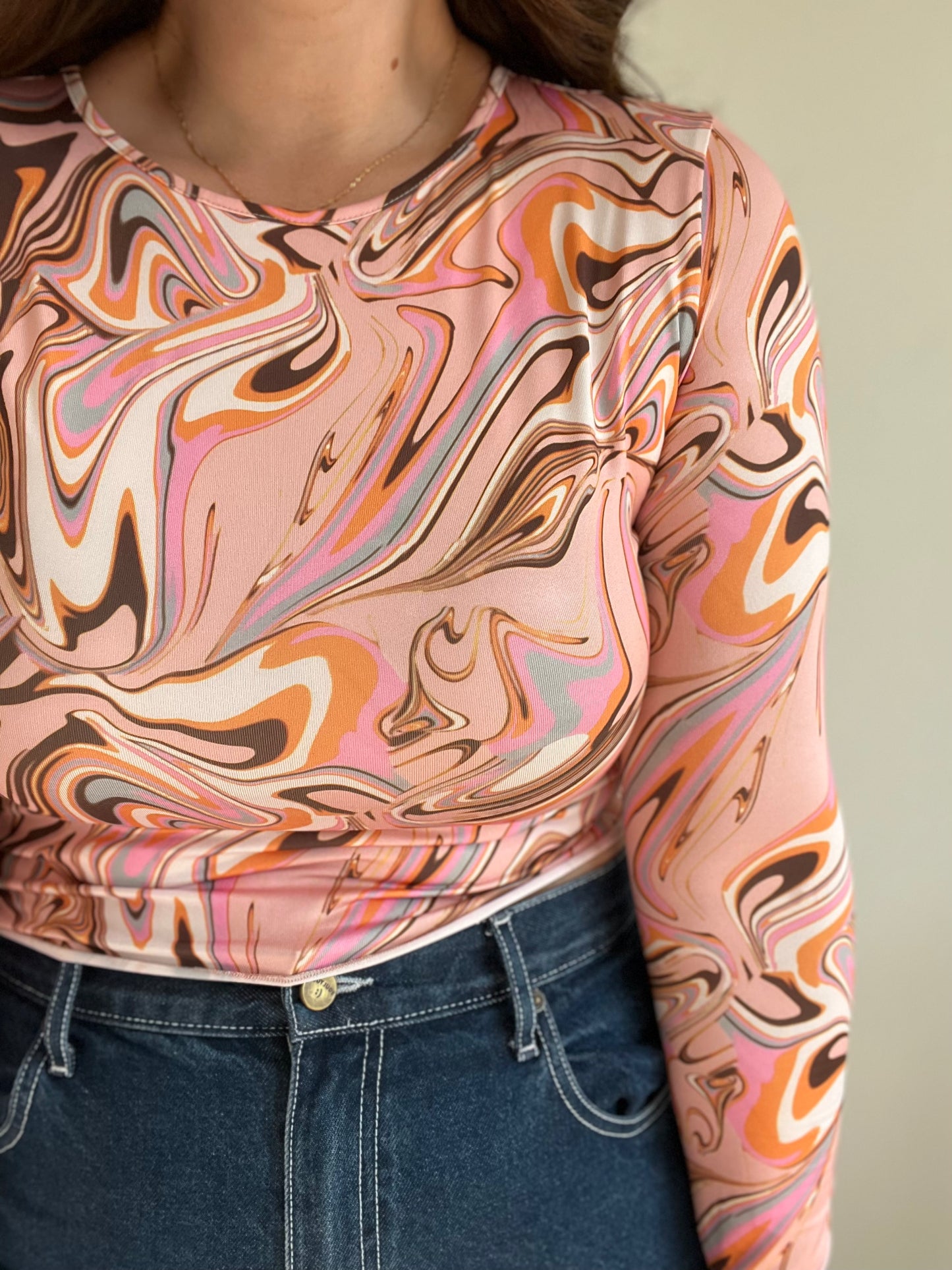 Pink Swirl Crop Top - S/M