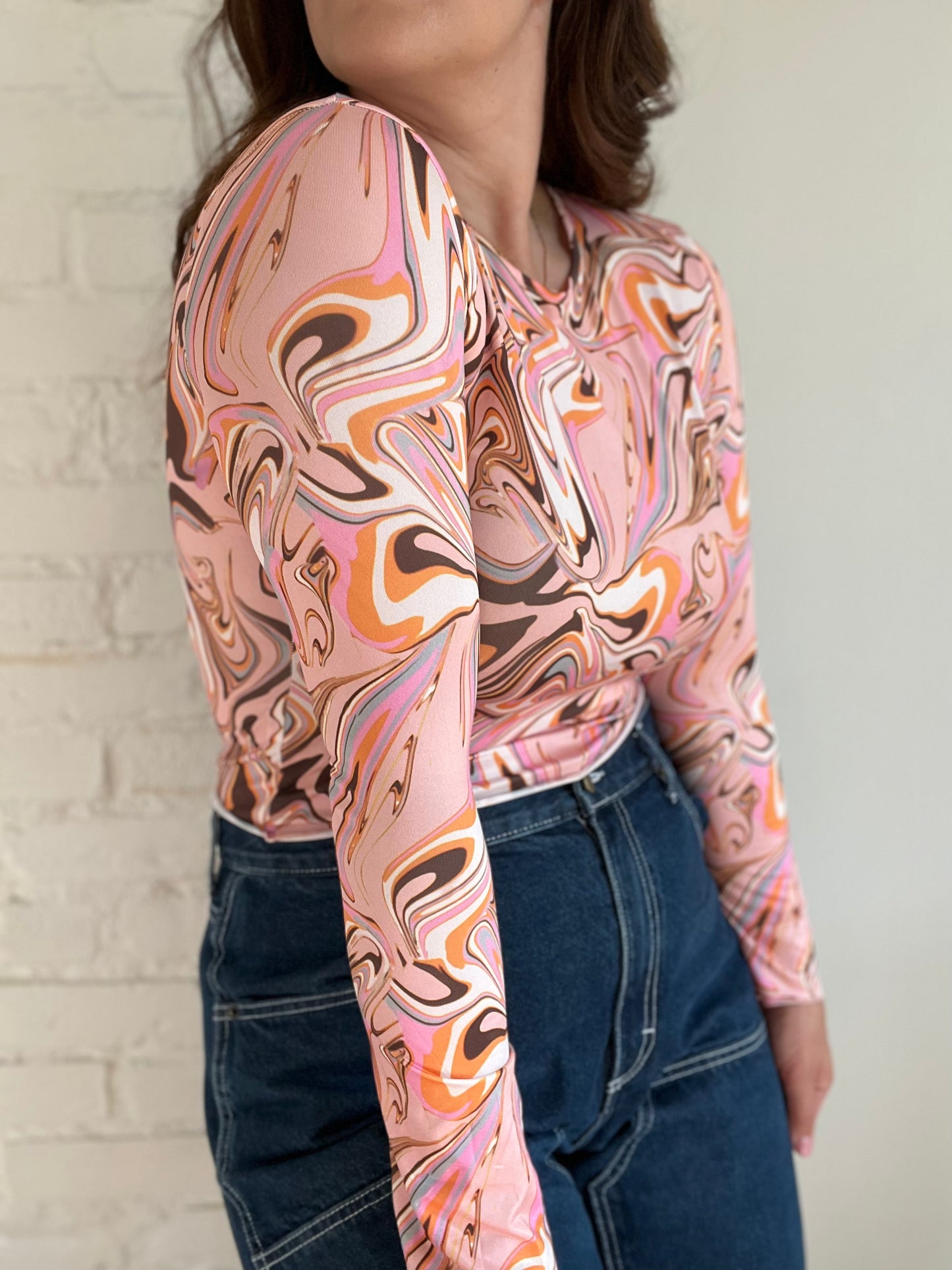 Pink Swirl Crop Top - S/M
