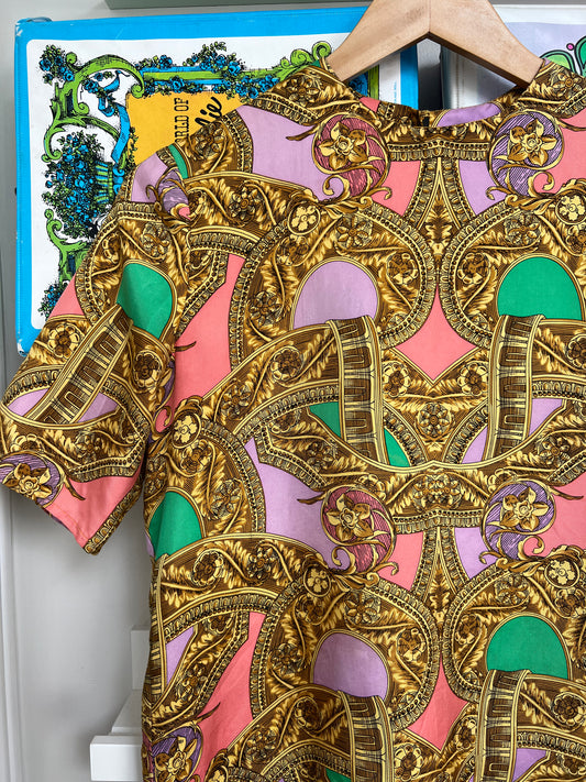 Vintage Regal Gold Satin Top - XS