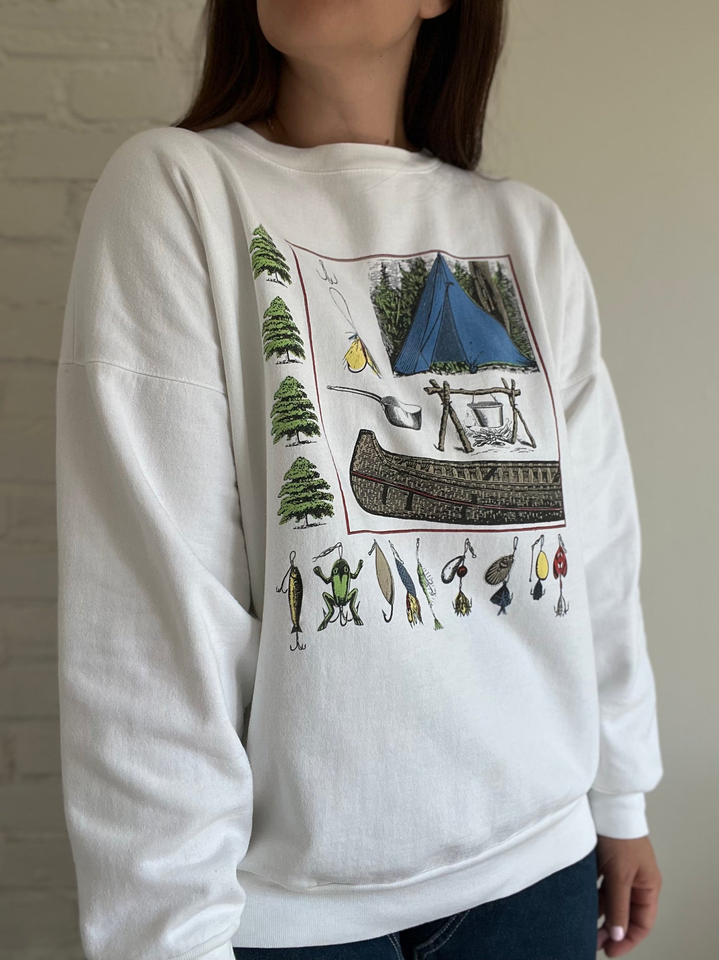 Foodie Fish Campground Sweater - XL