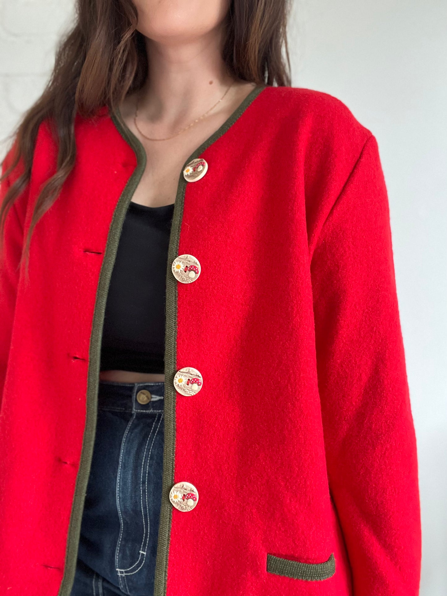 Vintage Mushroom Wool Cardigan - XL