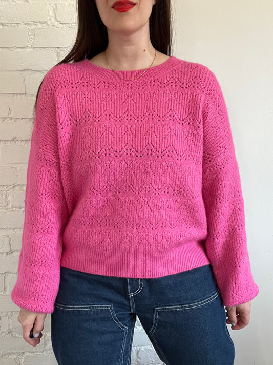 Pink Bubblegum Knit Sweater - L