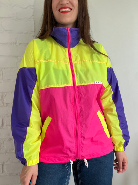 Neon Zip-Up Barbie Track Jacket - L