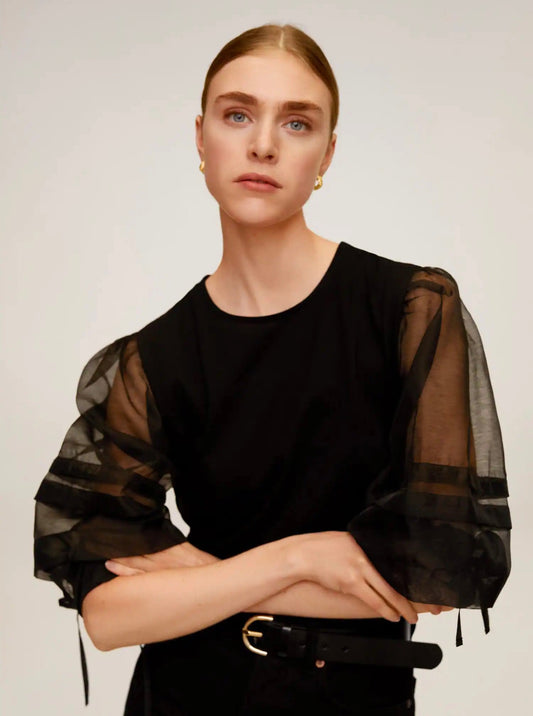 Organza Sleeve Shirt - XS