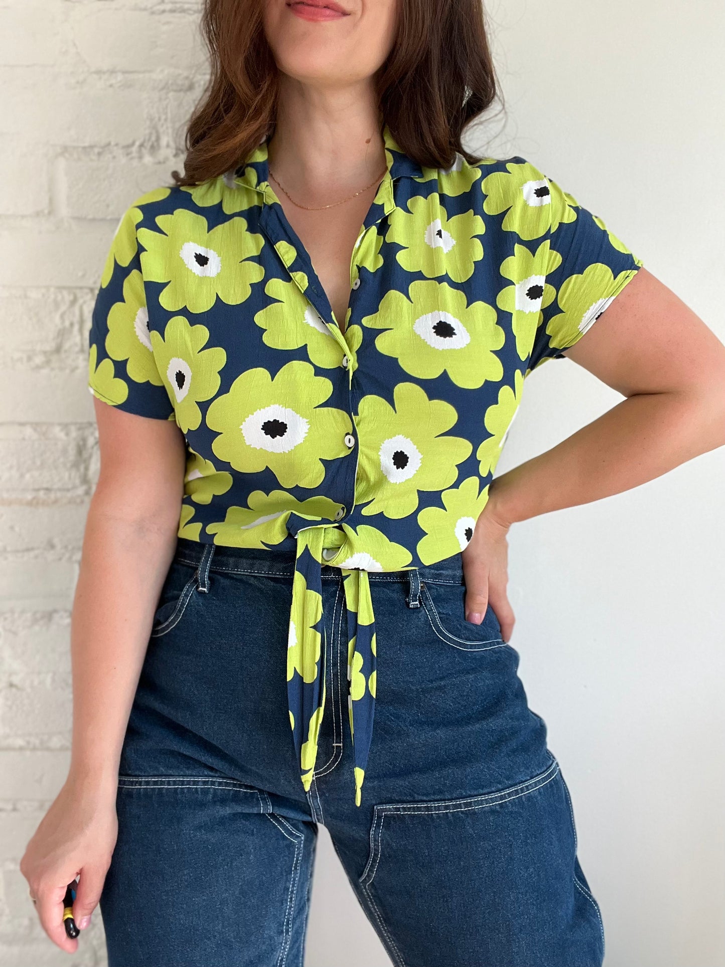 Bright Floral Drop Shirt - XS