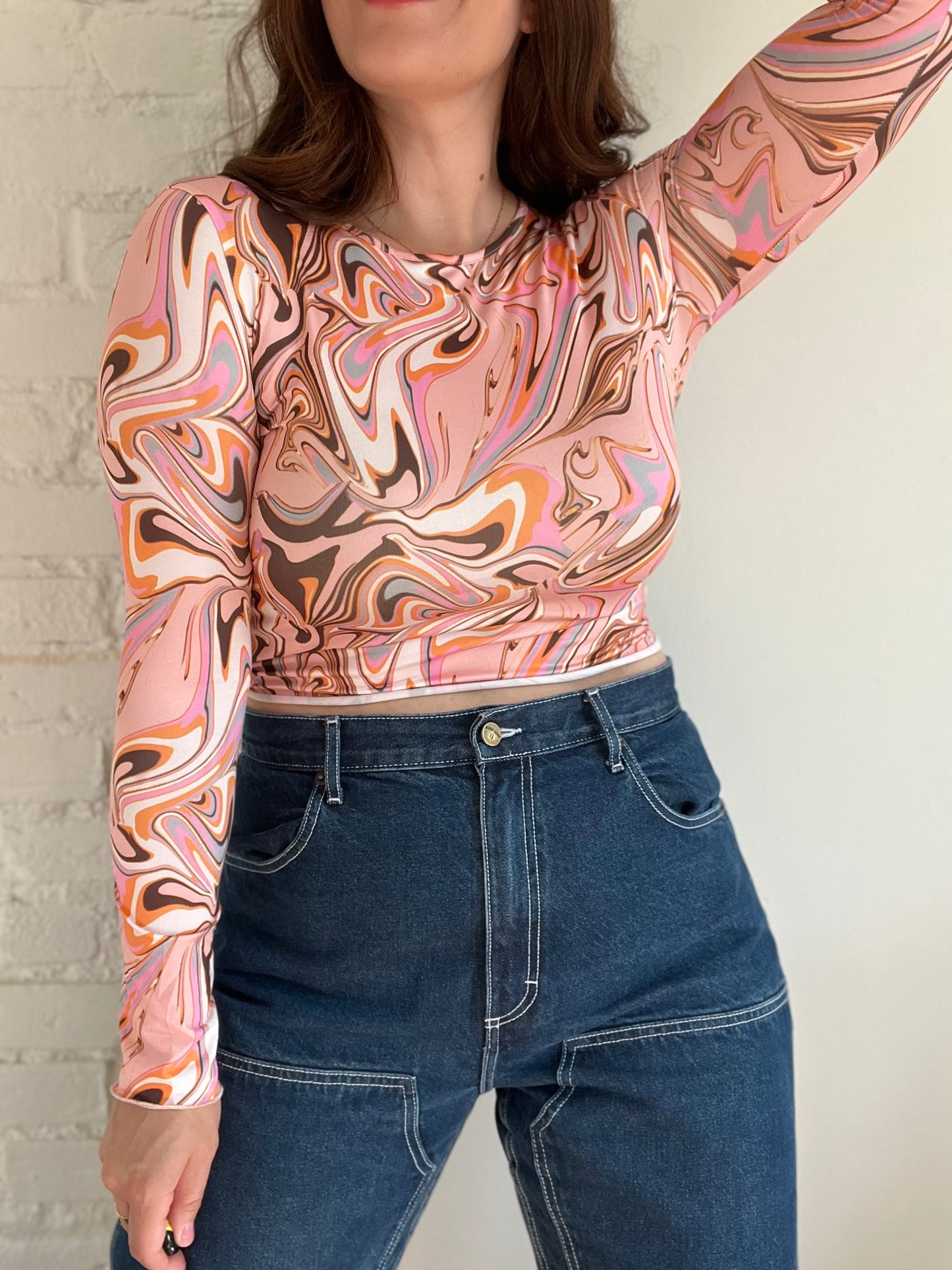 Pink Swirl Crop Top - S/M