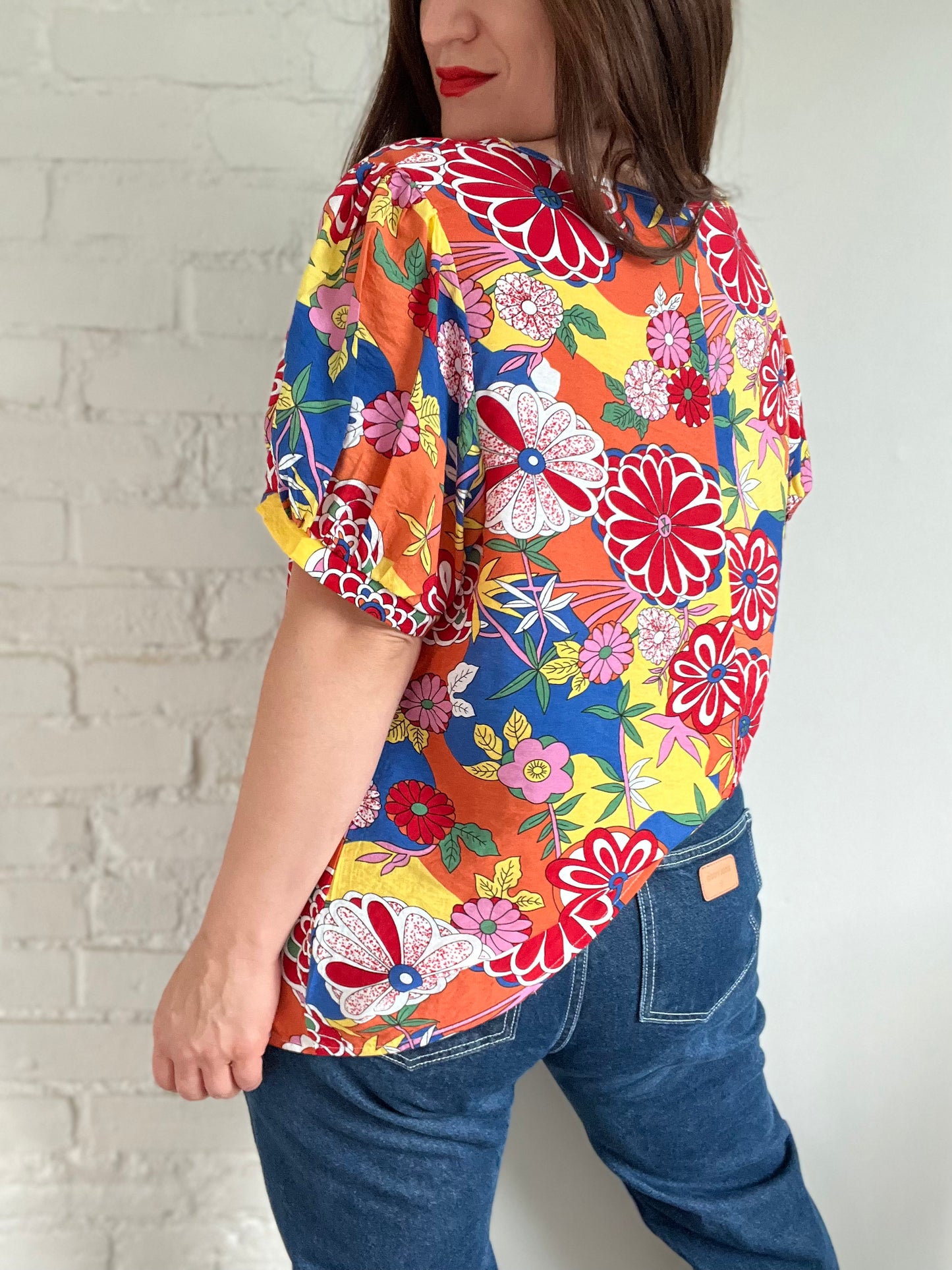 Retro Florals Flowy Top - XXL