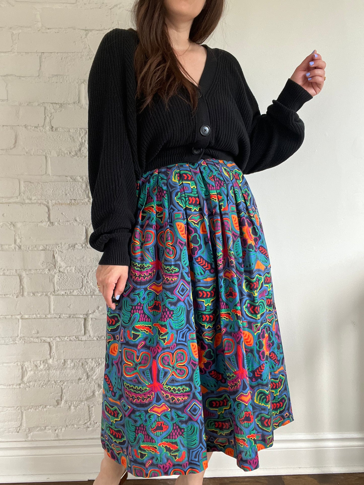 Abstract Rainbow Turkey Love Skirt - S/M
