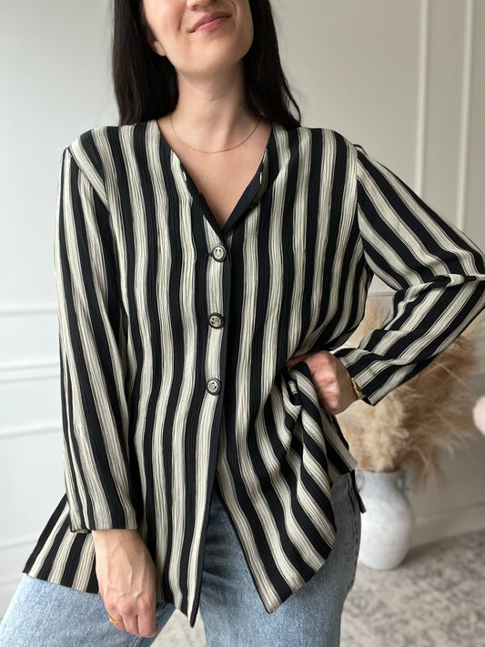 Vintage Striped Button Up  - L