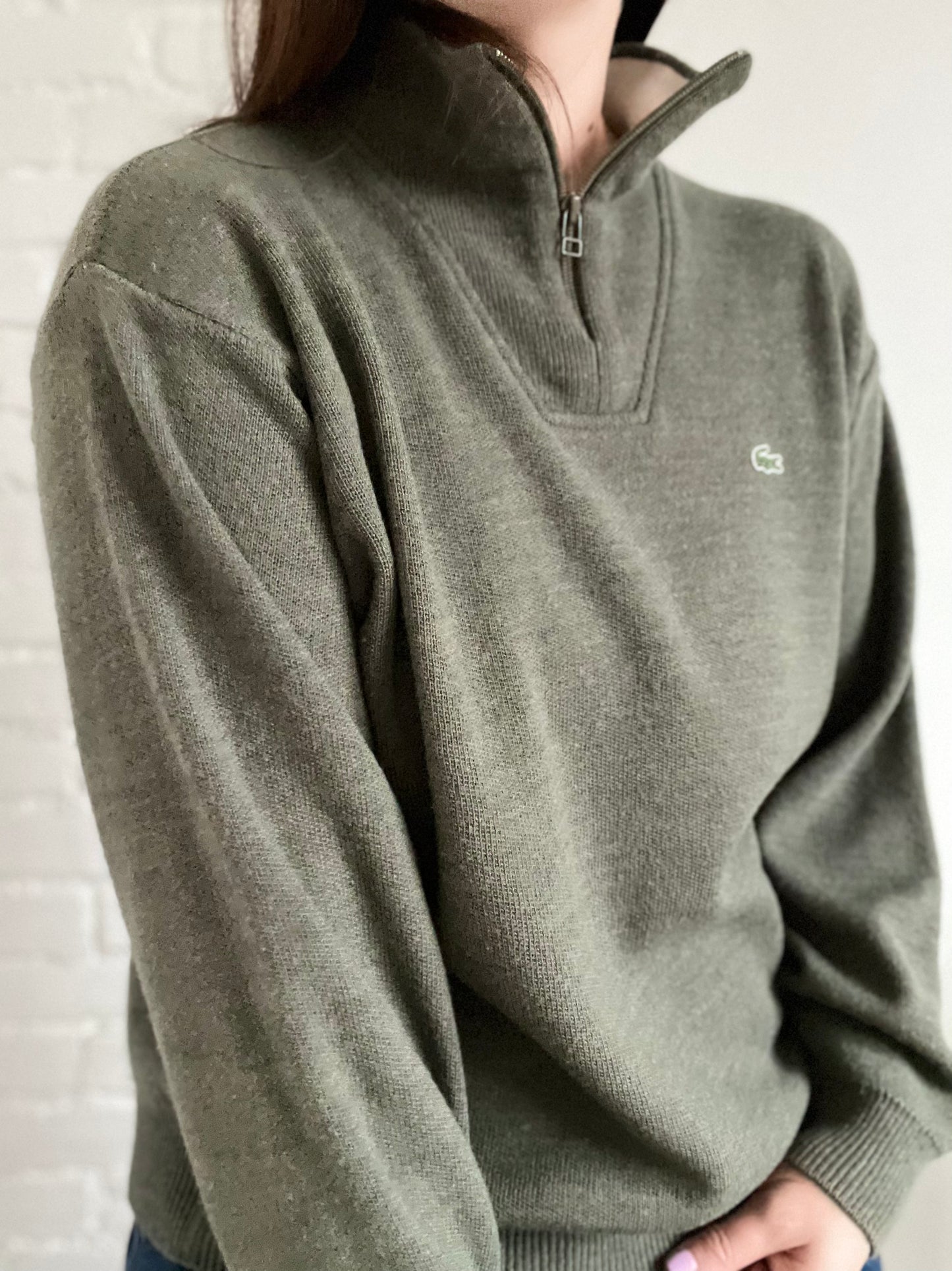 Wool Blend Lacoste Quarter Zip - L