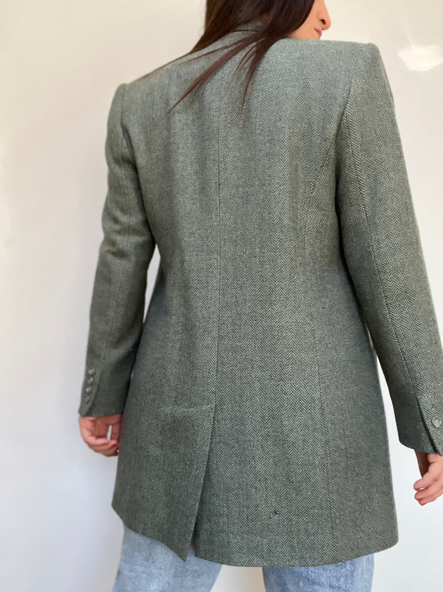 Chevron Sage Long Blazer - Size 8