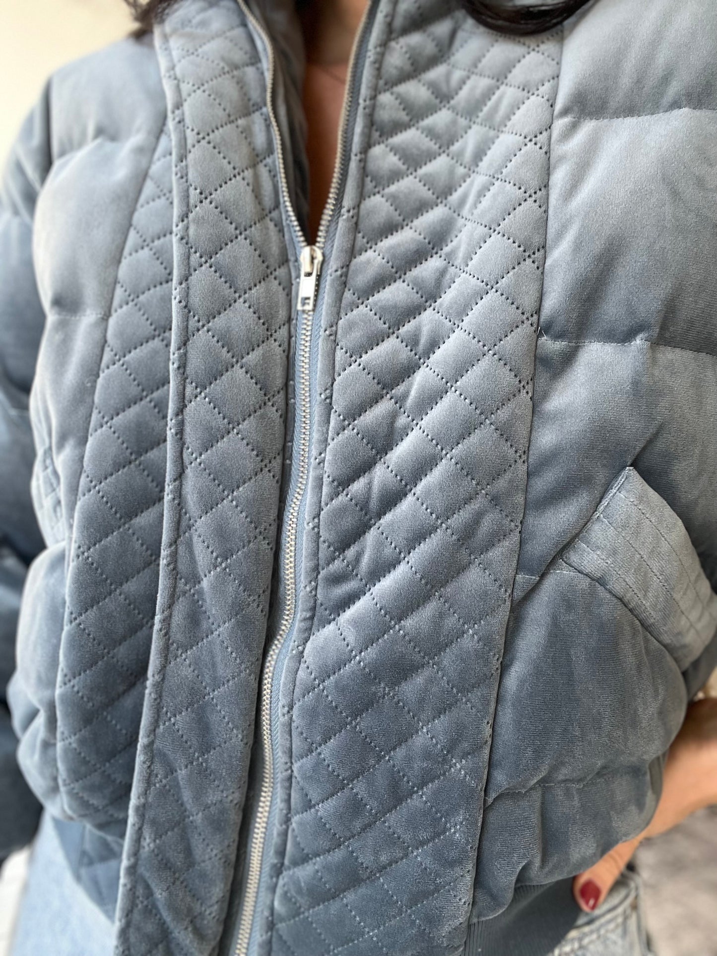 Velvet Pewter Bomber Jacket - Size M/L