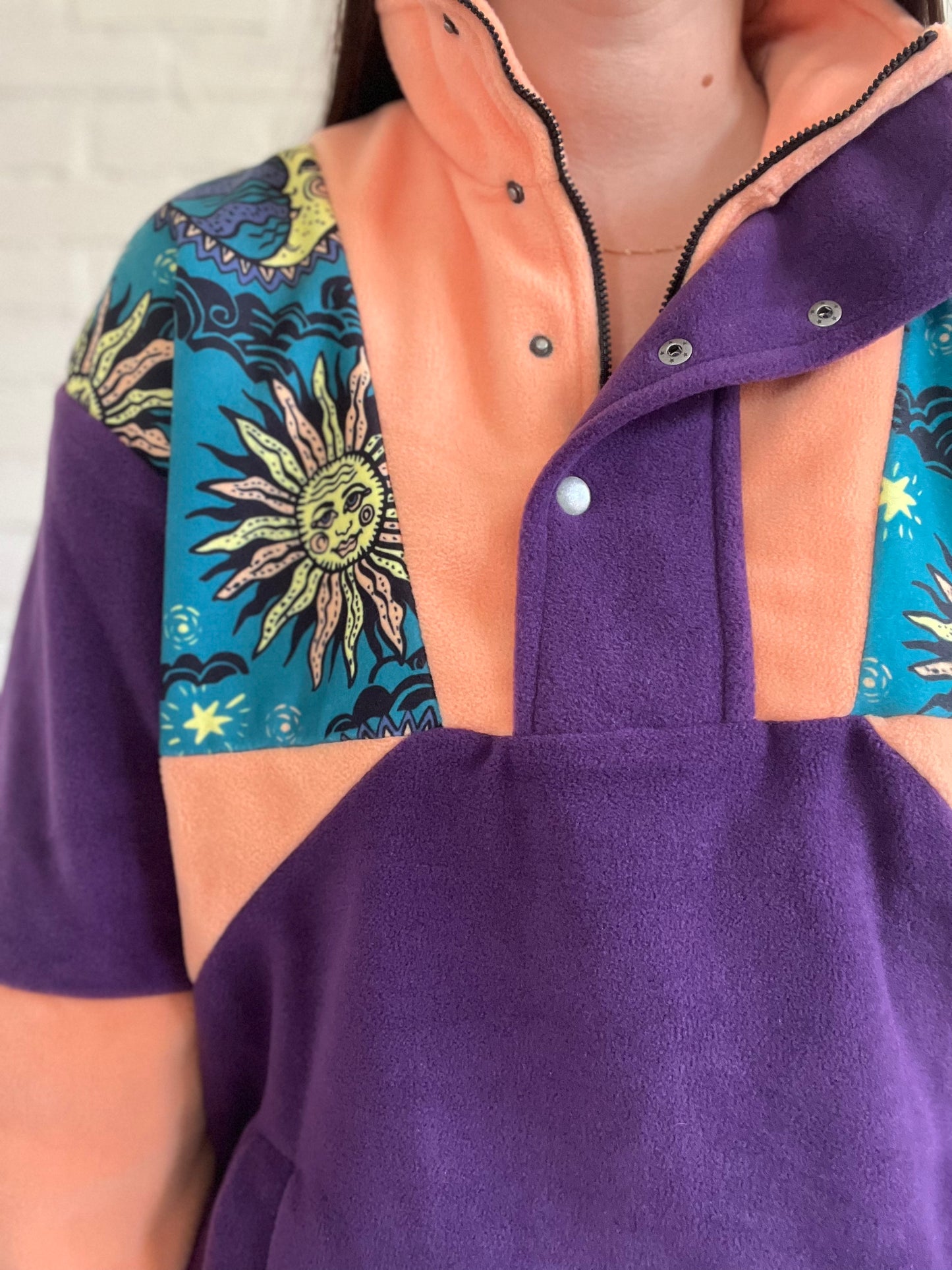 Purple and Orange Moon Fleece - L