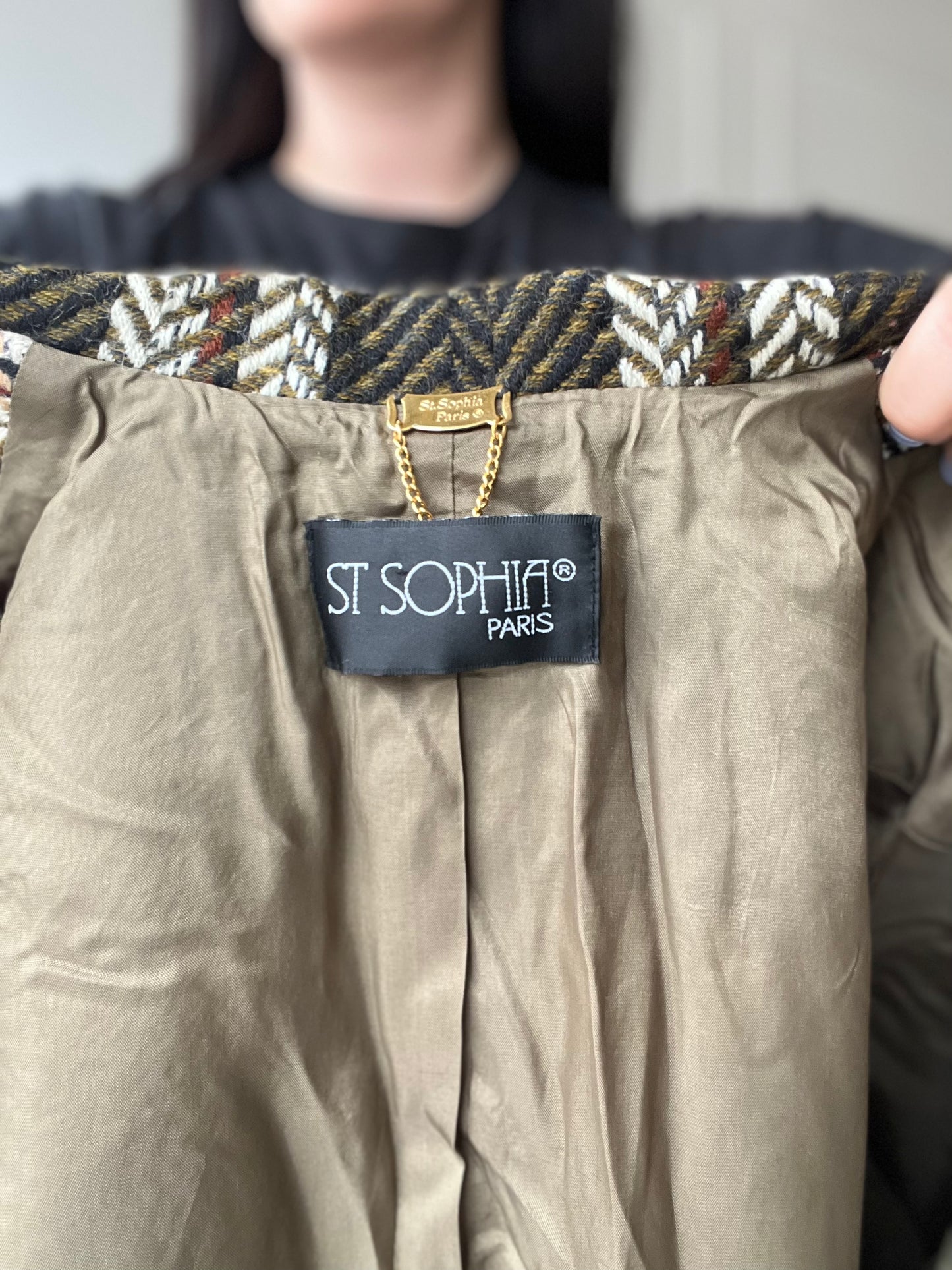 Vintage St. Sophia Paris Tweed Crest Blazer - Size M