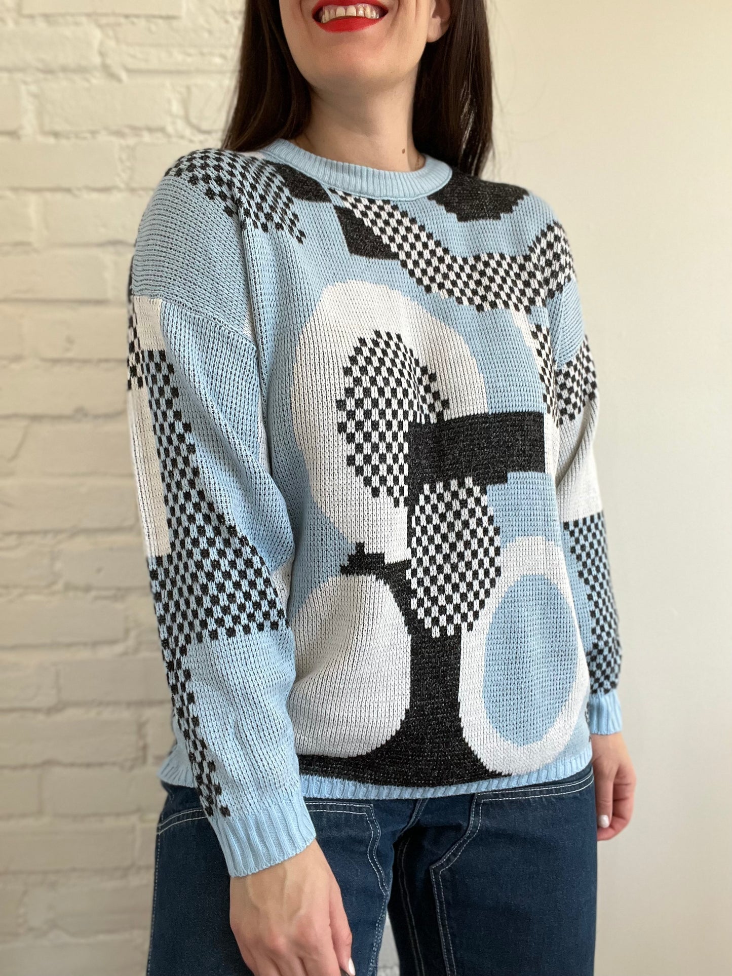 Powder Blue Geometrical Knit - L