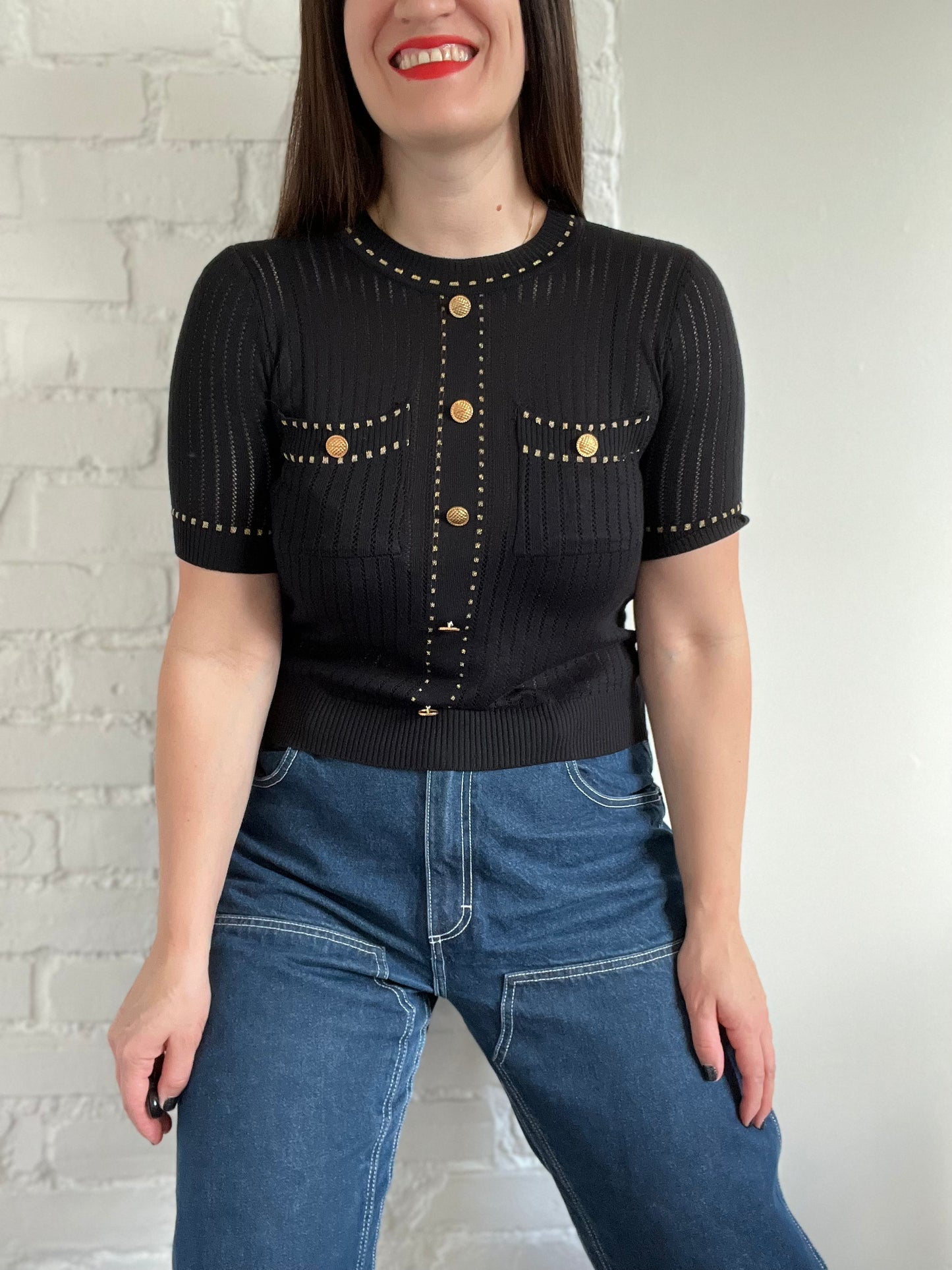 Chic Black & Gold Top - XS/S