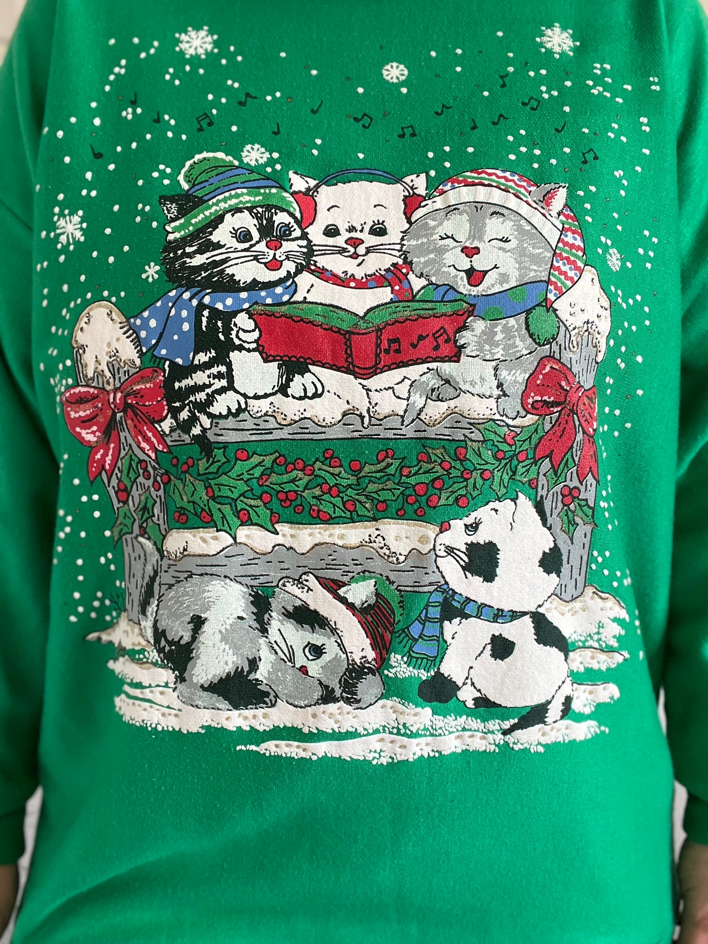 Emerald Holiday Cat Sweater - Size L