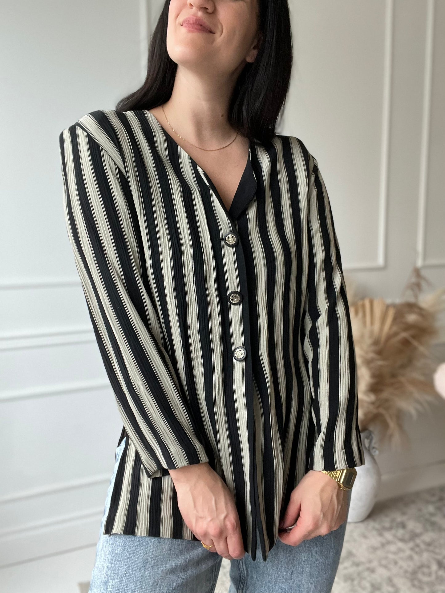 Vintage Striped Button Up  - L