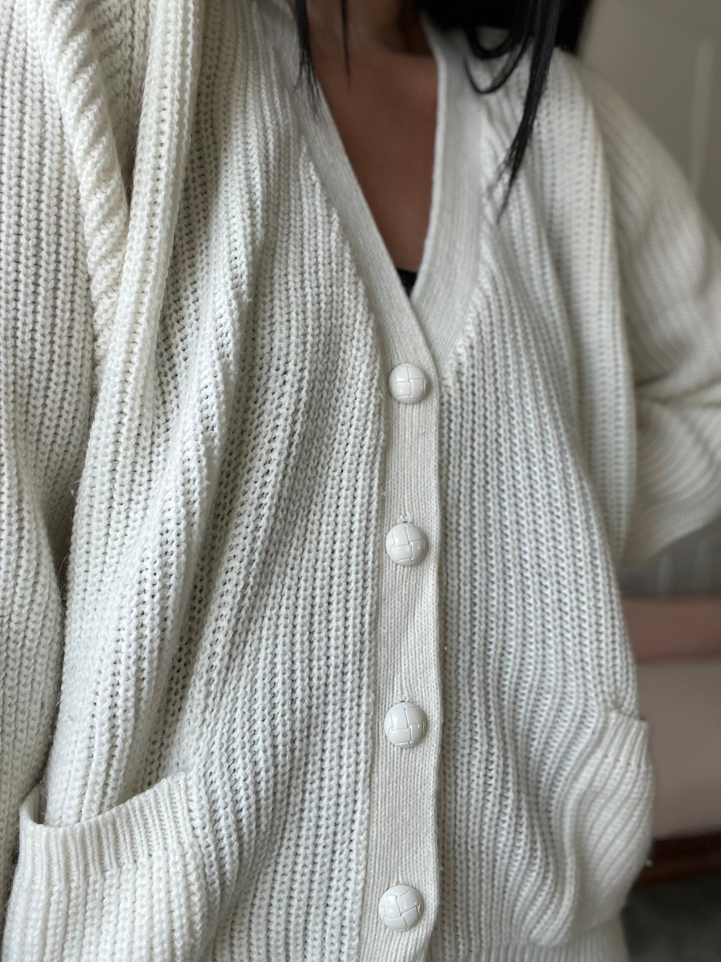 White Plush Vintage Cardigan - Size L