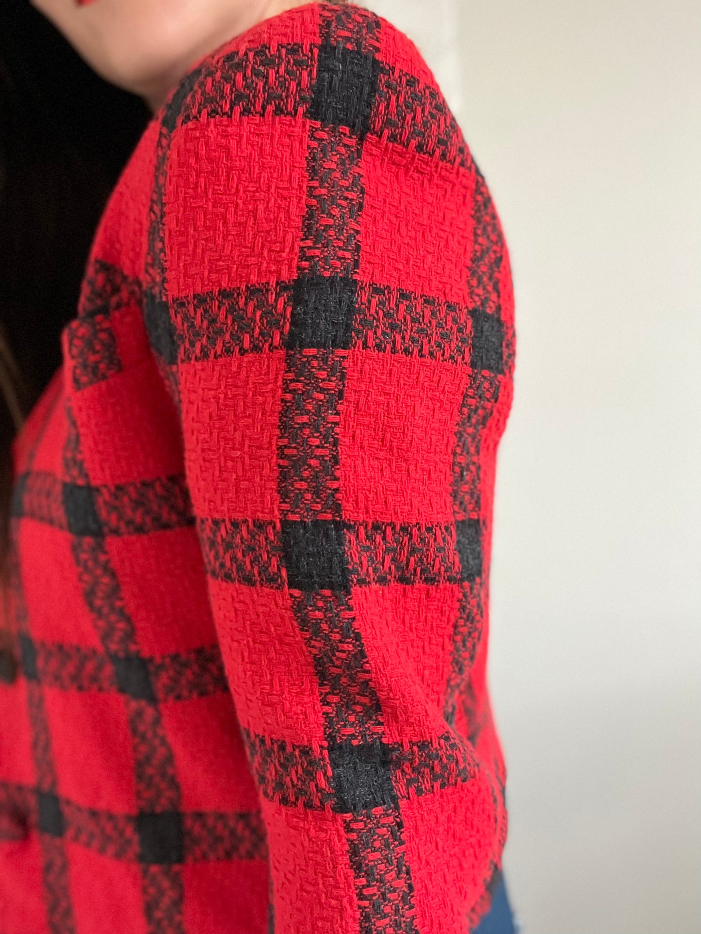 Black & Red Plaid Blazer - S
