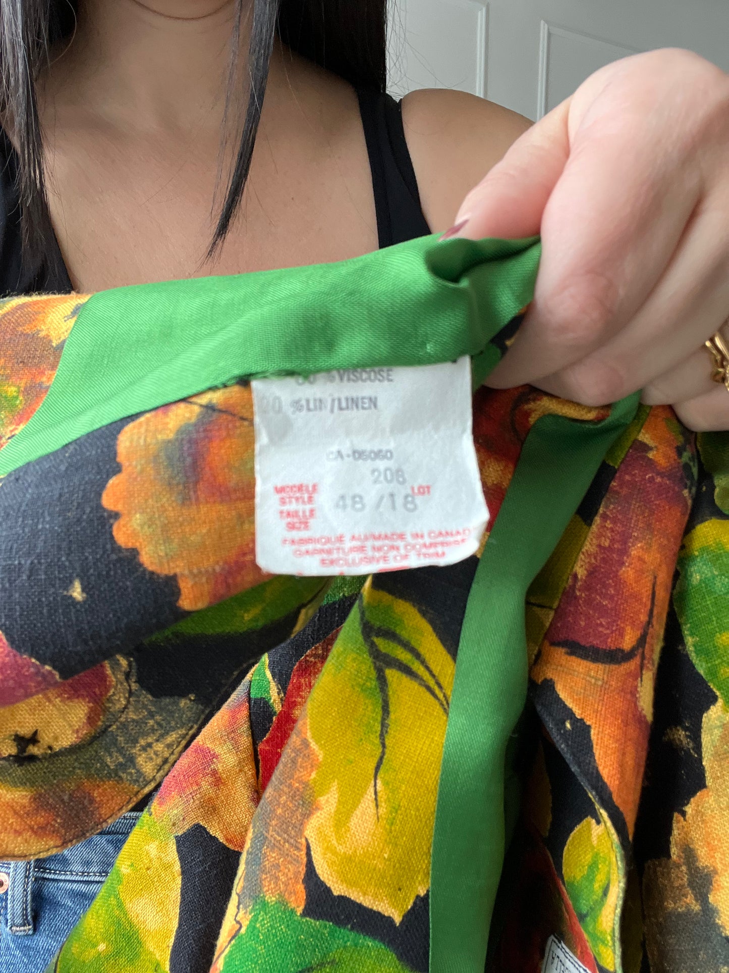 Linen Floral Top - Size XL