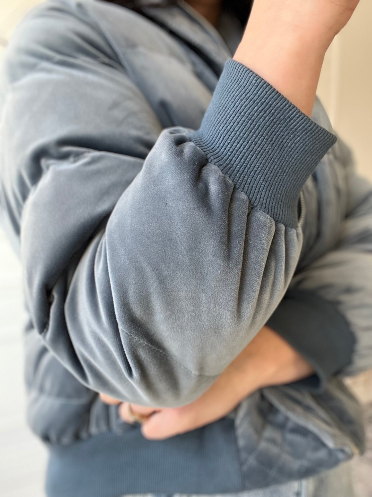 Velvet Pewter Bomber Jacket - Size M/L