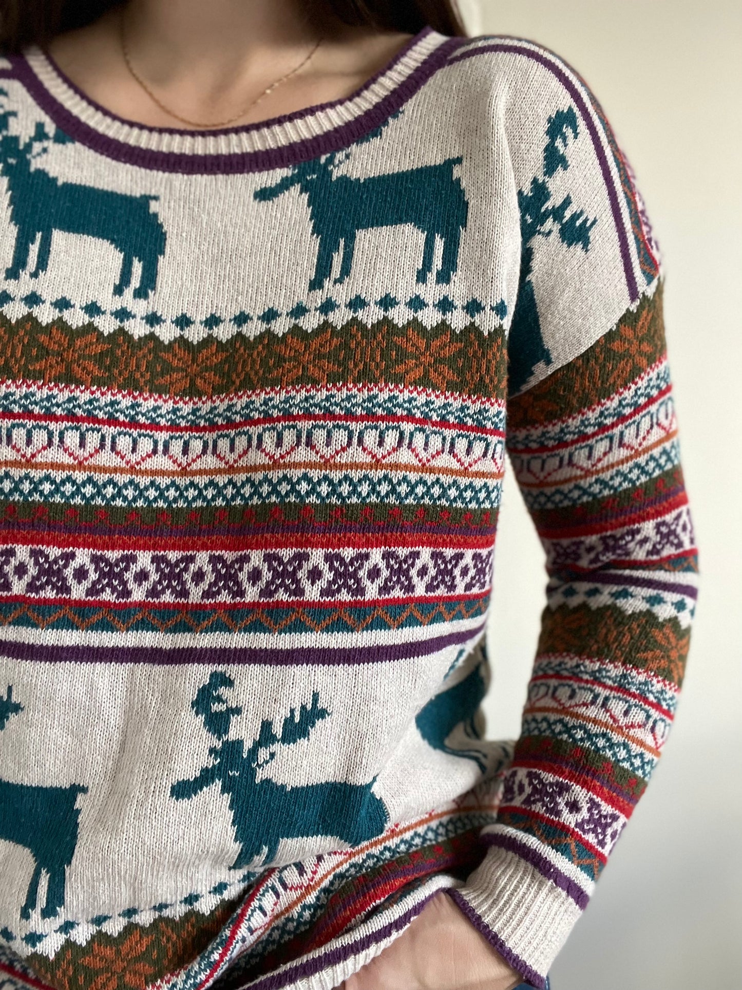 Rainbow Reindeer Sweater - S/M